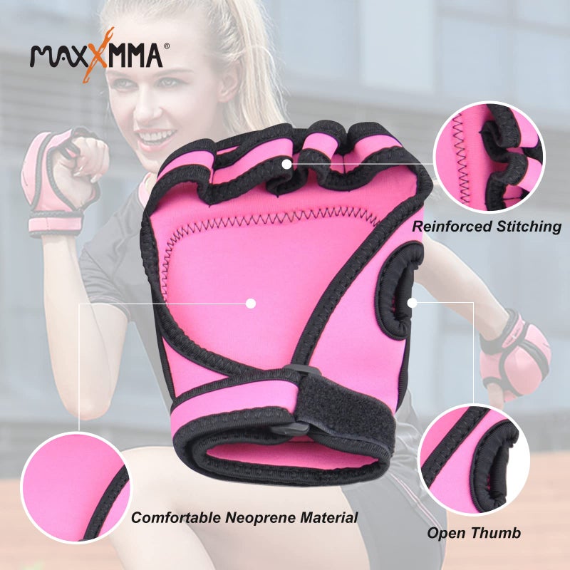 MaxxMMA Adjustable Weighted Gloves  2 lb. Set - Removable Weight (2 x 0.5 lb. Each Glove) for Sculpting MMA Kickboxing Cardio Aerobics Hand Speed Coordination Shoulder Strength (Pink) - Image 5